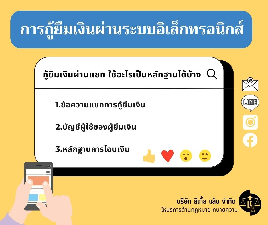 ยืมเงินผ่านแชท เป็นหลักฐานฟ้องศาลได้